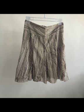 Apt. 9 Palm-Print Circle Skirt in Beige and Olive